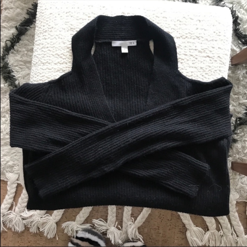 ROI Ribbed Off Shoulder Cashmere Sweater - Picture 3 of 4
